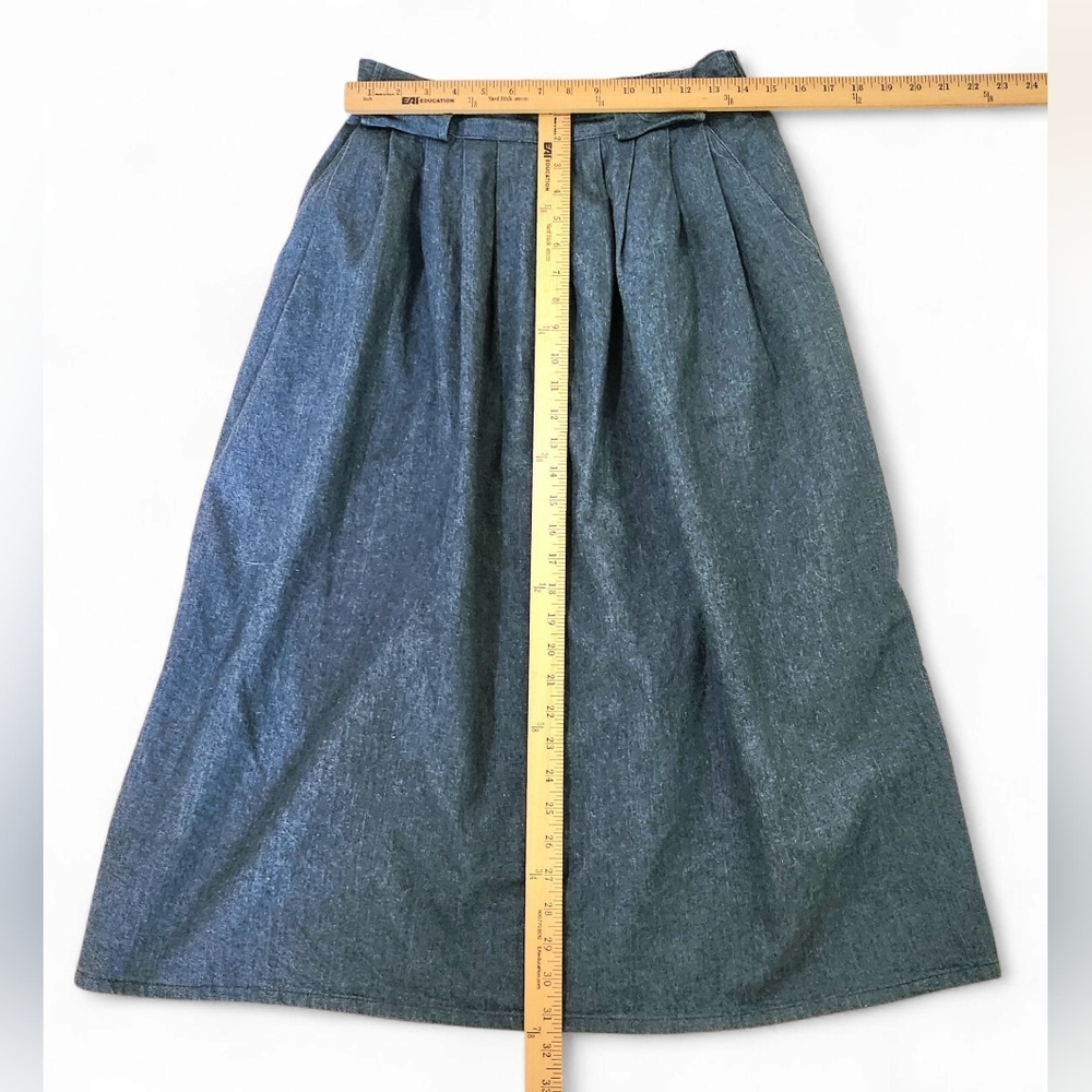 A Paquette Womens 12 Denim Midi Skirt Pleat Front Lagenlook Medium Wash 2 Pocket - Picture 5 of 8